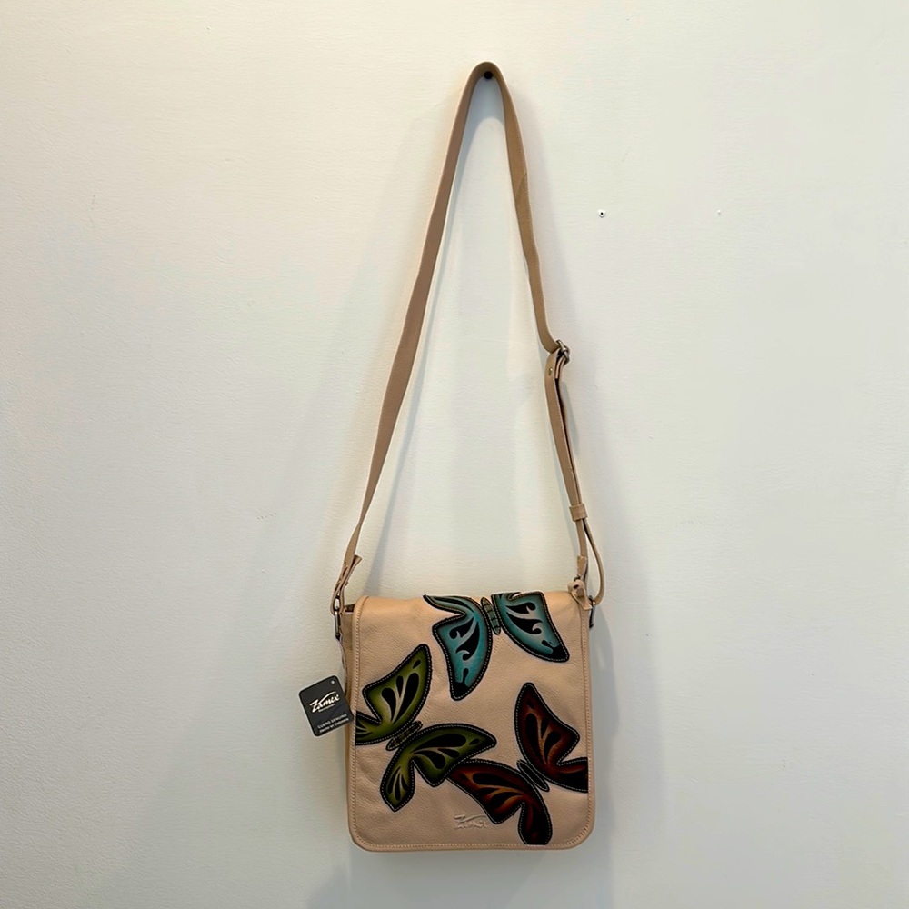 Zamex Leather Large Crossbody Butterfly Bag. Brand New!
